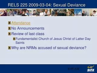 RELS 225 2009-03-04: Sexual Deviance