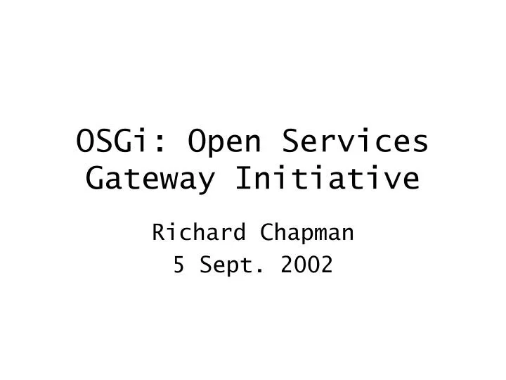 osgi open services gateway initiative