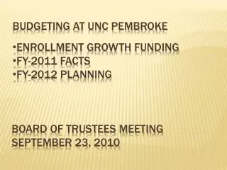 Board of trustees Meeting September 23, 2010