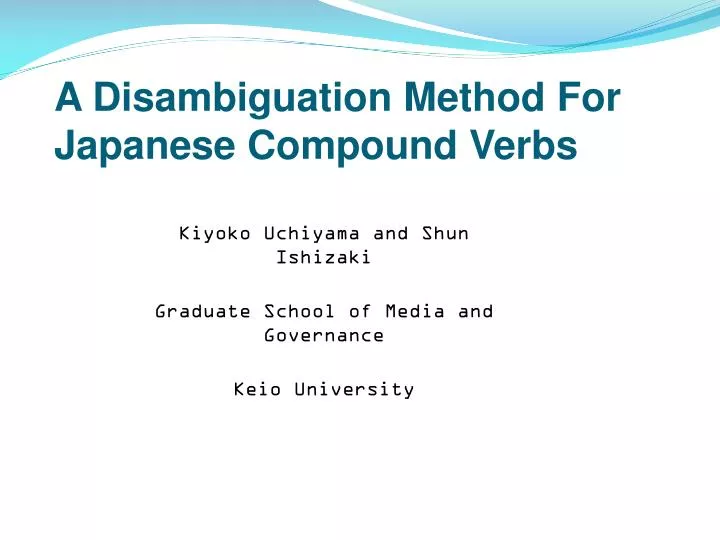 a disambiguation method for japanese compound verbs