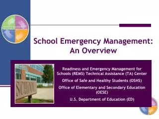 School Emergency Management: An Overview