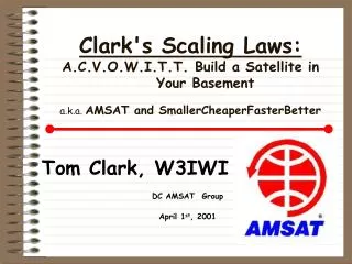 Tom Clark, W3IWI DC AMSAT Group April 1 st , 2001