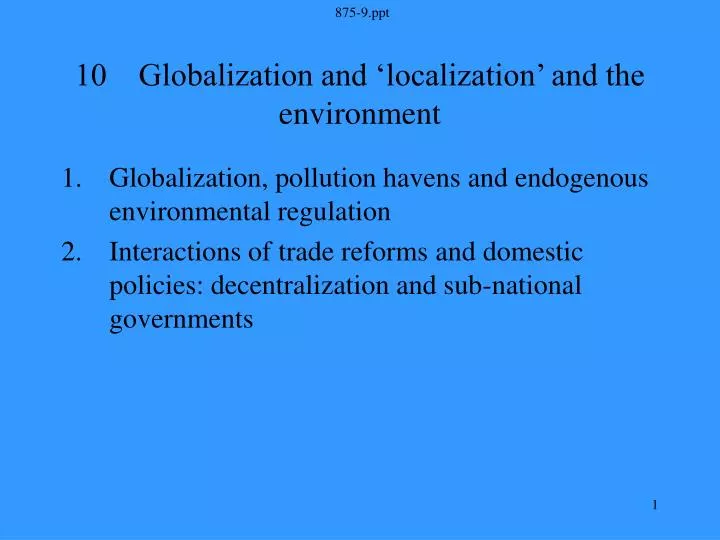 10 globalization and localization and the environment