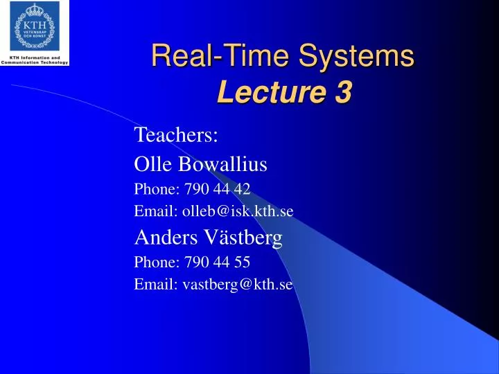 real time systems lecture 3