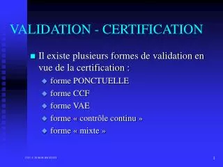 validation certification