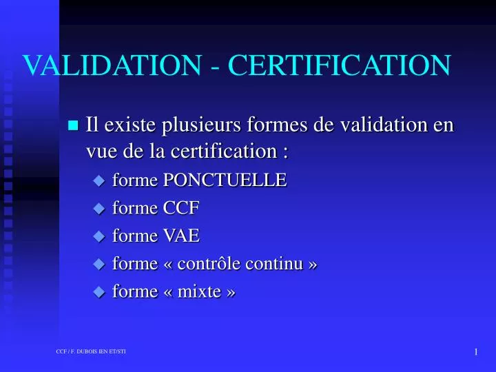 validation certification