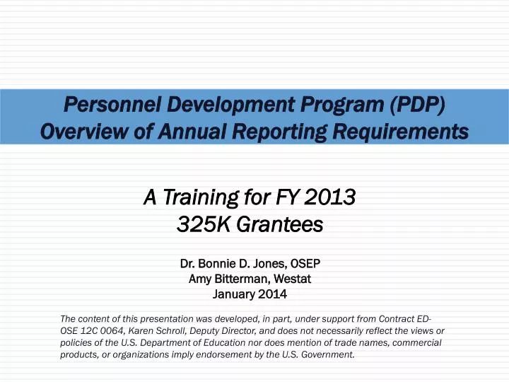 personnel development program pdp overview of annual reporting requirements