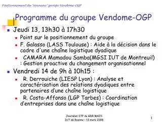 programme du groupe vendome ogp
