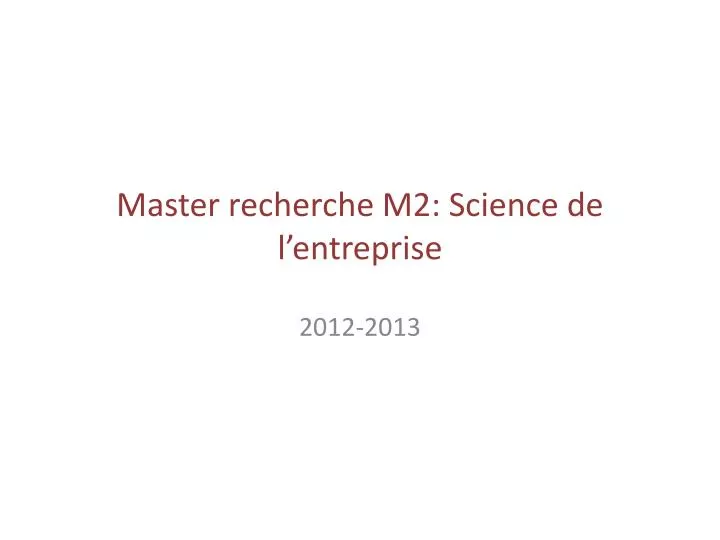 master recherche m2 science de l entreprise