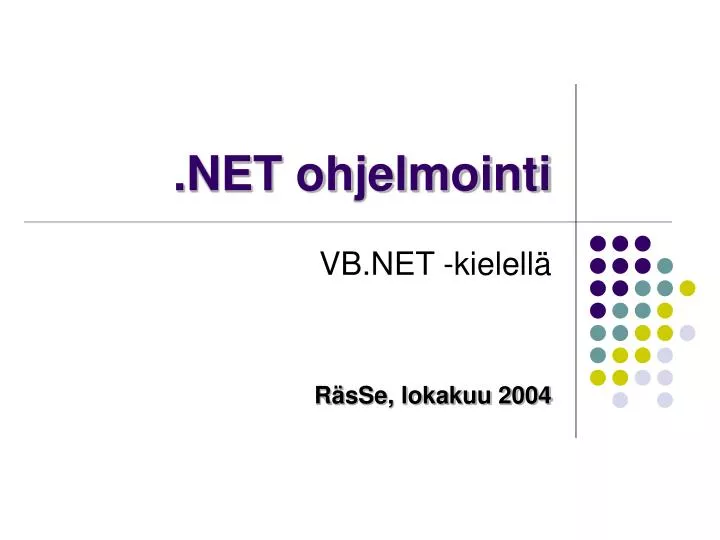 net ohjelmointi