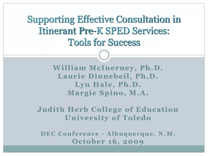 supporting effective consultation in itinerant pre k sped services tools for success