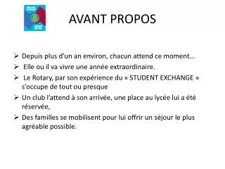 avant propos