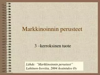 markkinoinnin perusteet