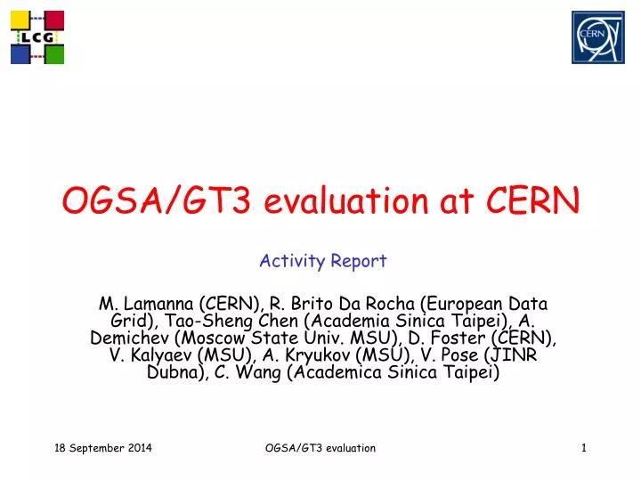 ogsa gt3 evaluation at cern