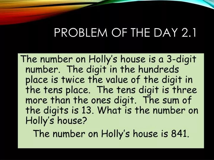 problem of the day 2 1