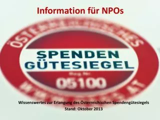 Information für NPOs