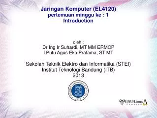 jaringan komputer el4120 pertemuan minggu ke 1 introduction
