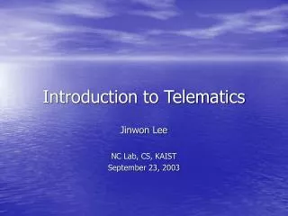 Introduction to Telematics