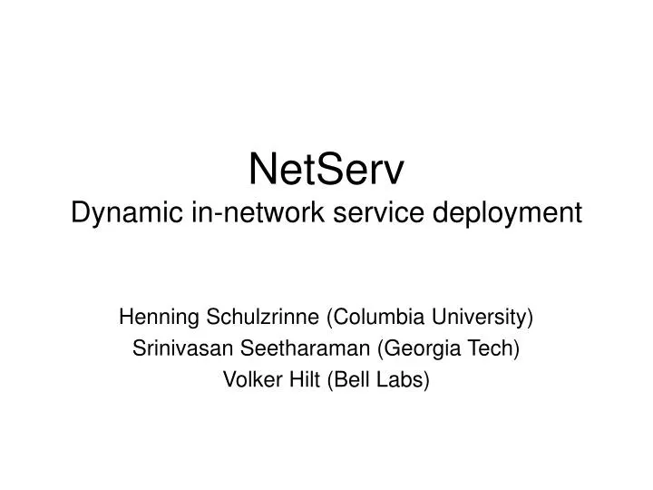 netserv dynamic in network service deployment