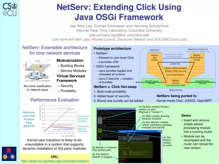 netserv extending click using java osgi framework