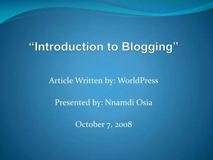 introduction to blogging