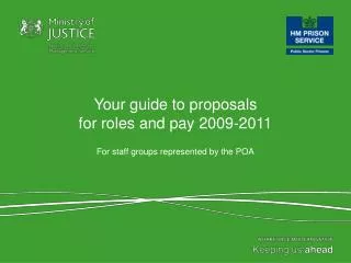 Your guide to proposals for roles and pay 2009-2011 For staff groups represented by the POA