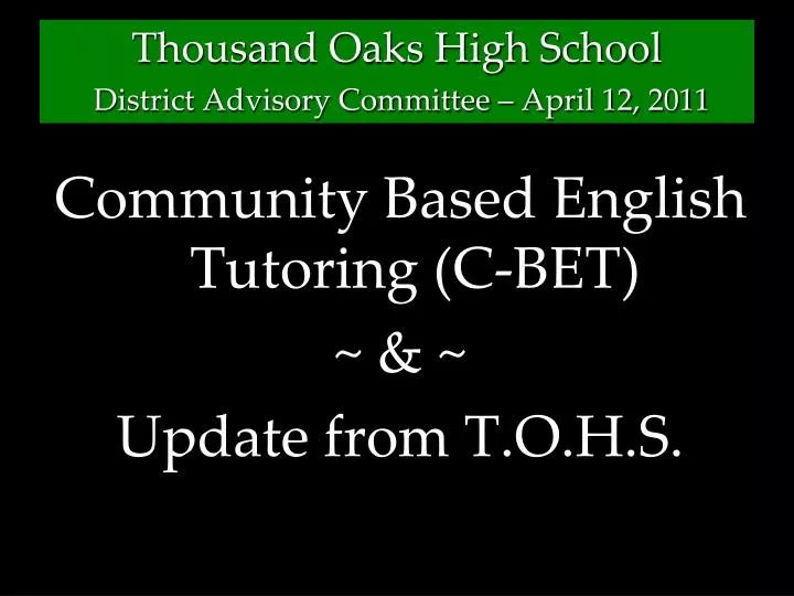 thousand oaks high school district advisory committee april 12 2011