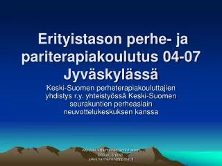 erityistason perhe ja pariterapiakoulutus 04 07 jyv skyl ss