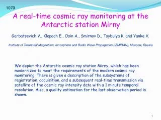 A real-time cosmic ray monitoring at the Antarctic station Mirny