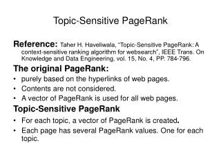 Topic-Sensitive PageRank