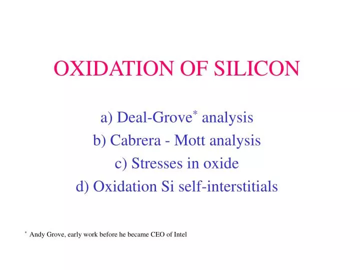 oxidation of silicon