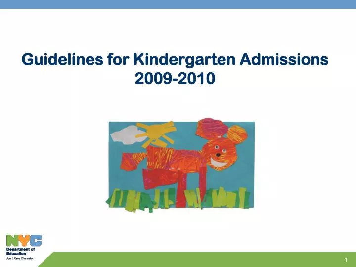 guidelines for kindergarten admissions 2009 2010