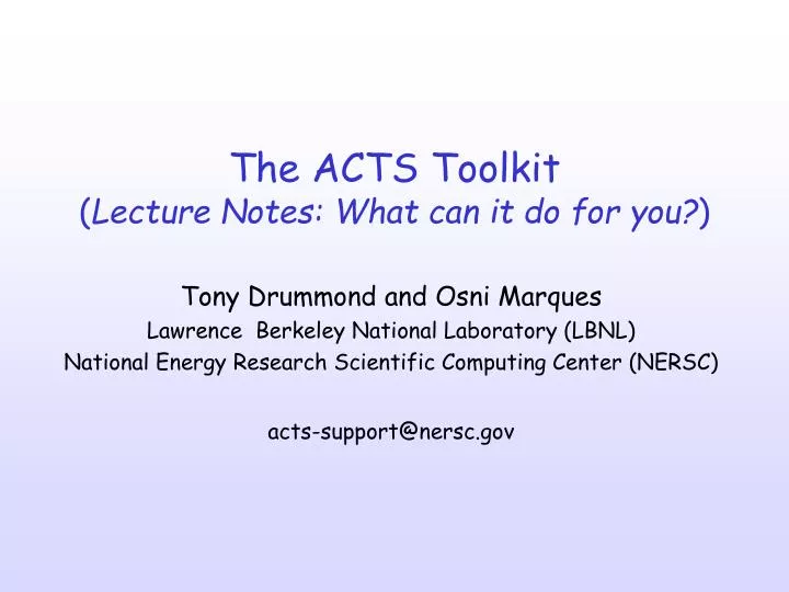 the acts toolkit lecture notes what can it do for you