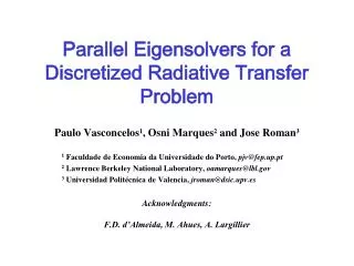 Parallel Eigensolvers for a Discretized Radiative Transfer Problem