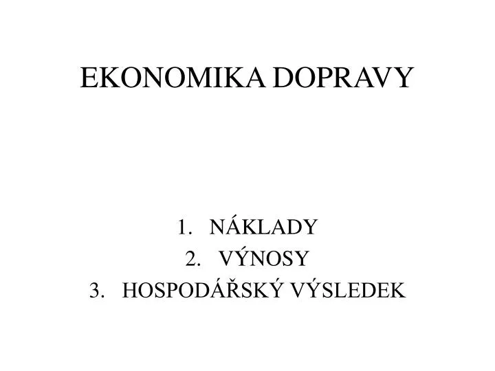 ekonomika dopravy