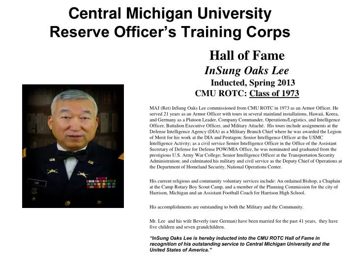 central michigan university reserve officer s training corps