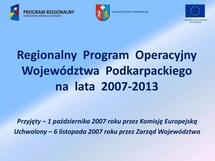 regionalny program operacyjny wojew dztwa podkarpackiego na lata 2007 2013
