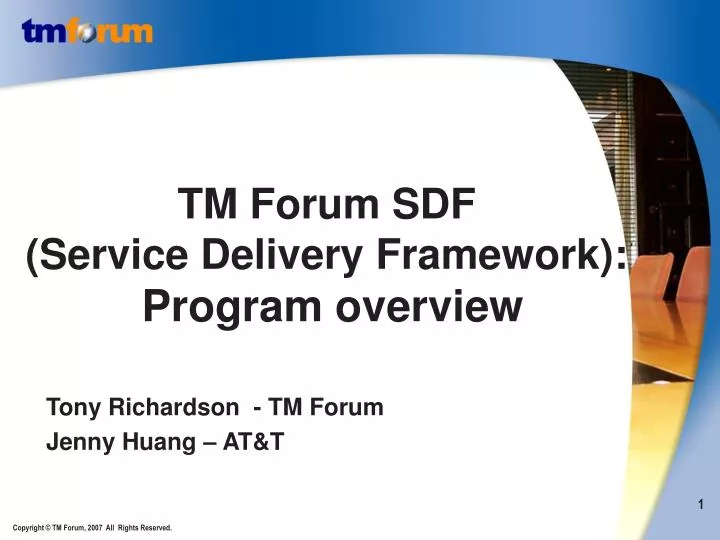 tm forum sdf service delivery framework program overview