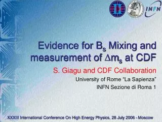 Evidence for B s Mixing and measurement of ?m s at CDF