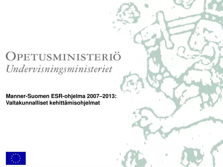 manner suomen esr ohjelma 2007 2013 valtakunnalliset kehitt misohjelmat