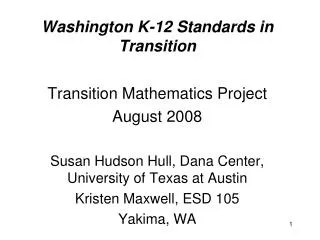 Washington K-12 Standards in Transition