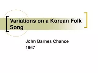 Variations on a Korean Folk Song