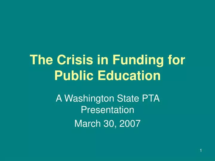 the crisis in funding for public education