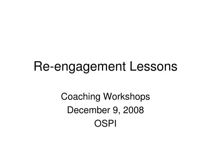 re engagement lessons