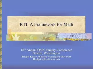 RTI: A Framework for Math