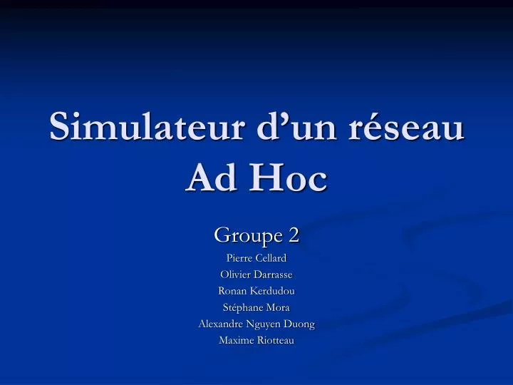 simulateur d un r seau ad hoc