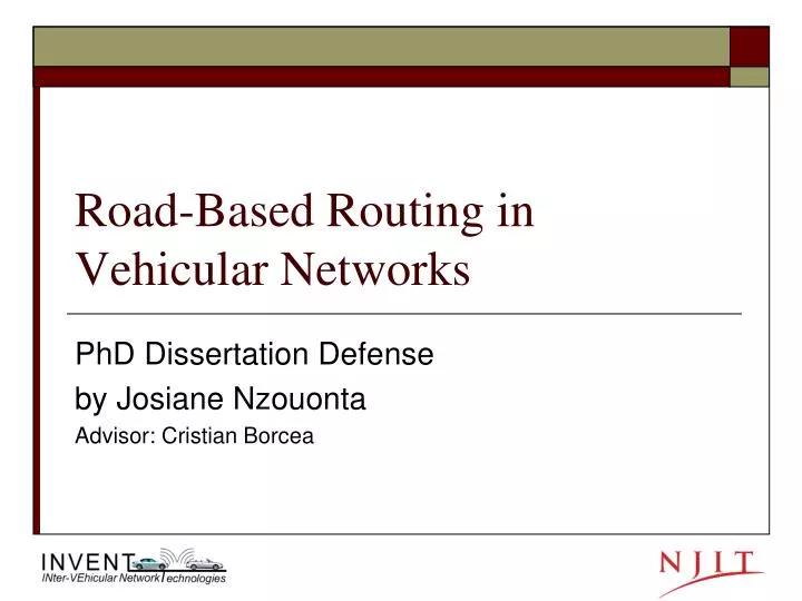 road based routing in vehicular networks