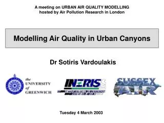 A meeting on URBAN AIR QUALITY MODELLING hosted by Air Pollution Research in London