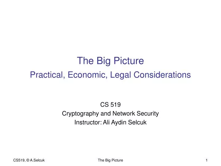the big picture practical economic legal considerations