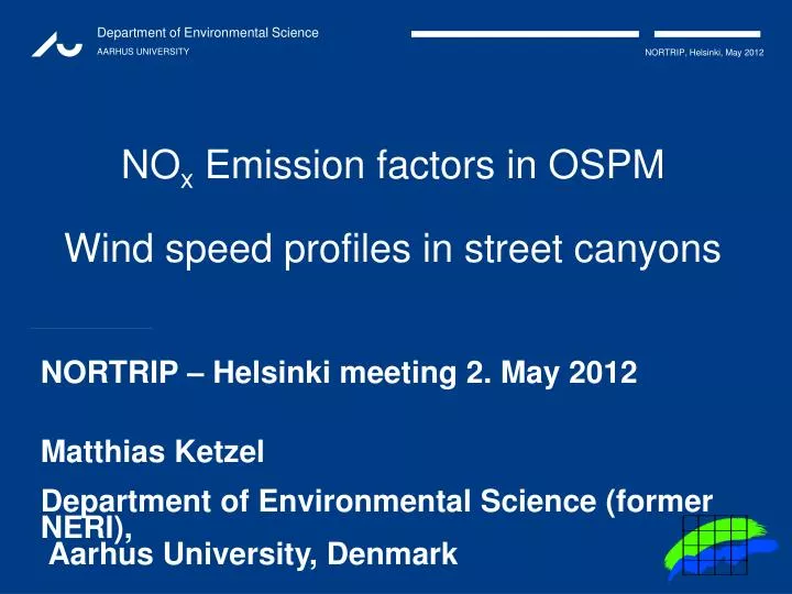 no x emission factors in ospm wind speed profiles in street canyons
